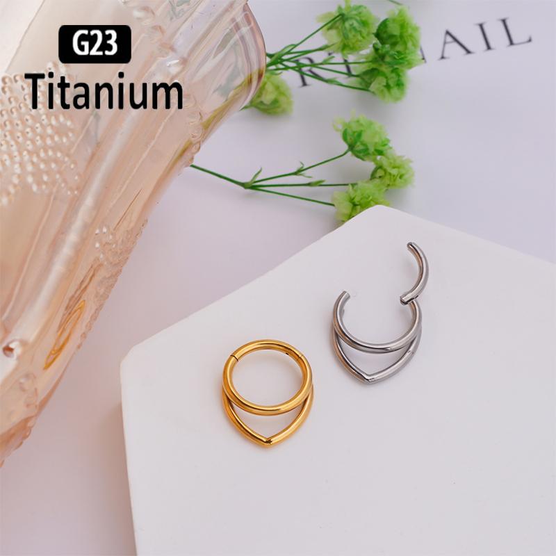Титан G23 Высокое качество Капля воды Пирсинг септума Кликер Кольца для носа 16G Сегмент Трагус Хрящ Дейт Серьги-кольца Циркон