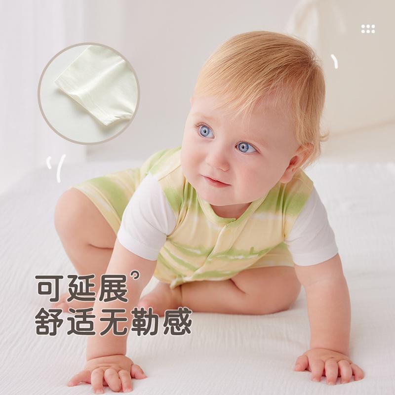 Rabi baby full open jumpsuit casual newborn baby boy and girl summer vacation two thin hoodies crawling clothes