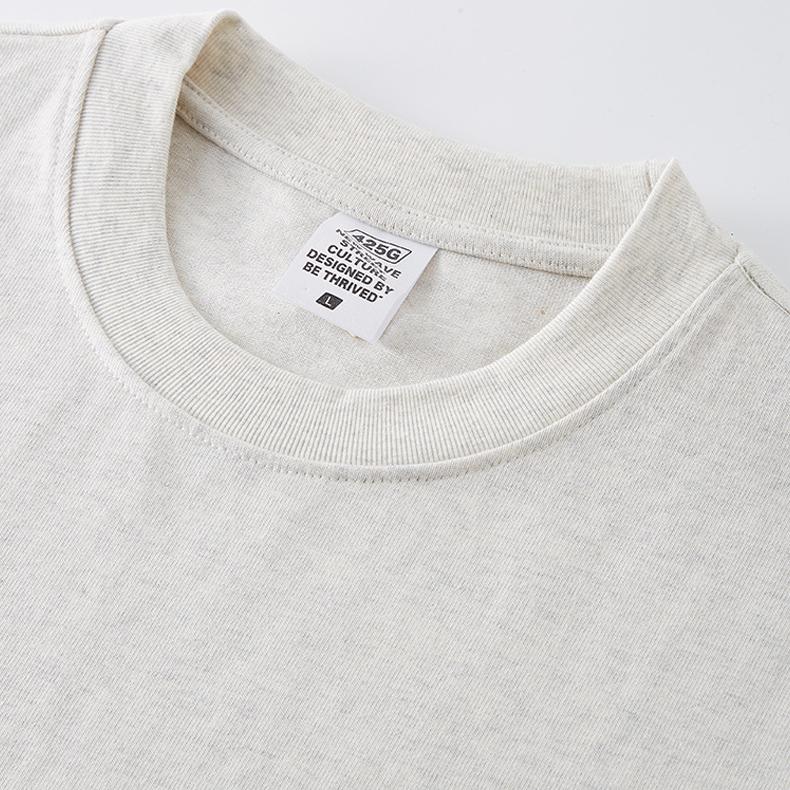 2024 футболка из чистого хлопка, тяжелый вес 425 г, однотонная с открытыми плечами, с короткими рукавами, свободная модная брендовая пара с короткими рукавами