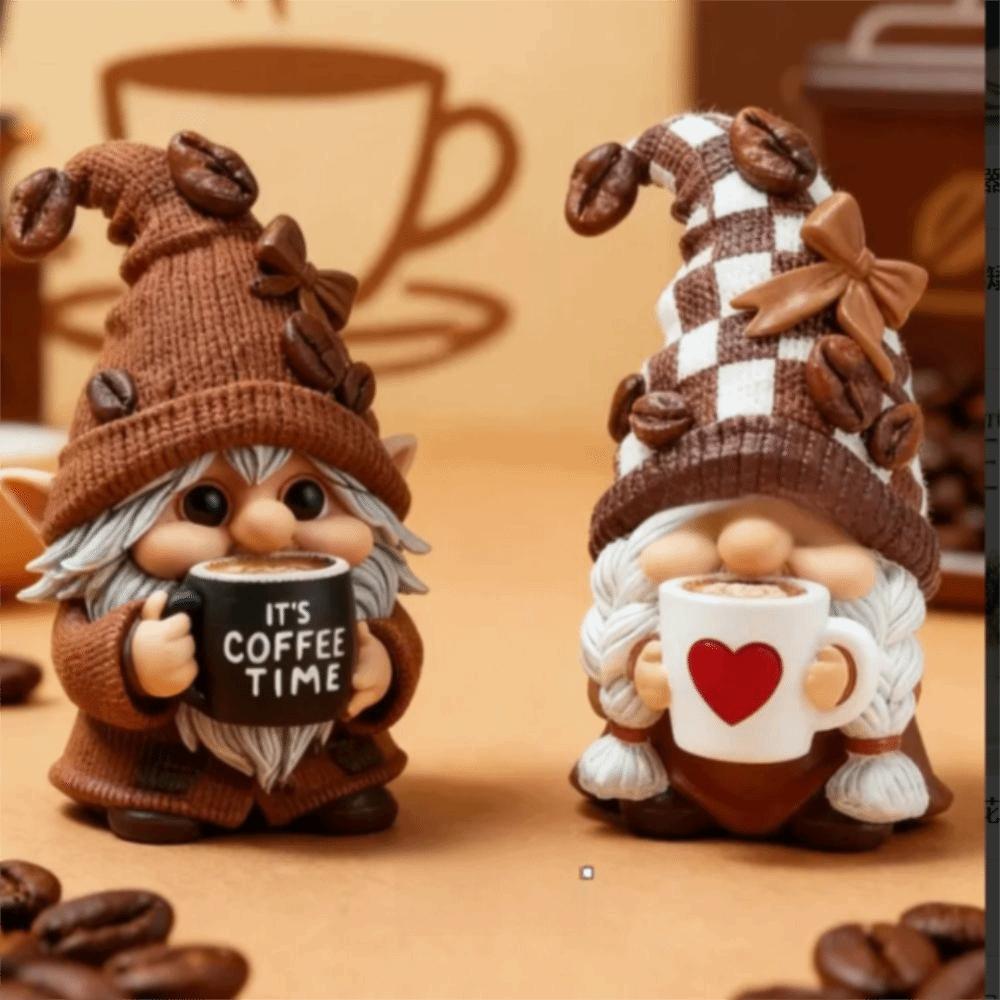Resin Coffee Gnome Handmade Coffee Mini Desktop Decor New Dwarf Figurine
