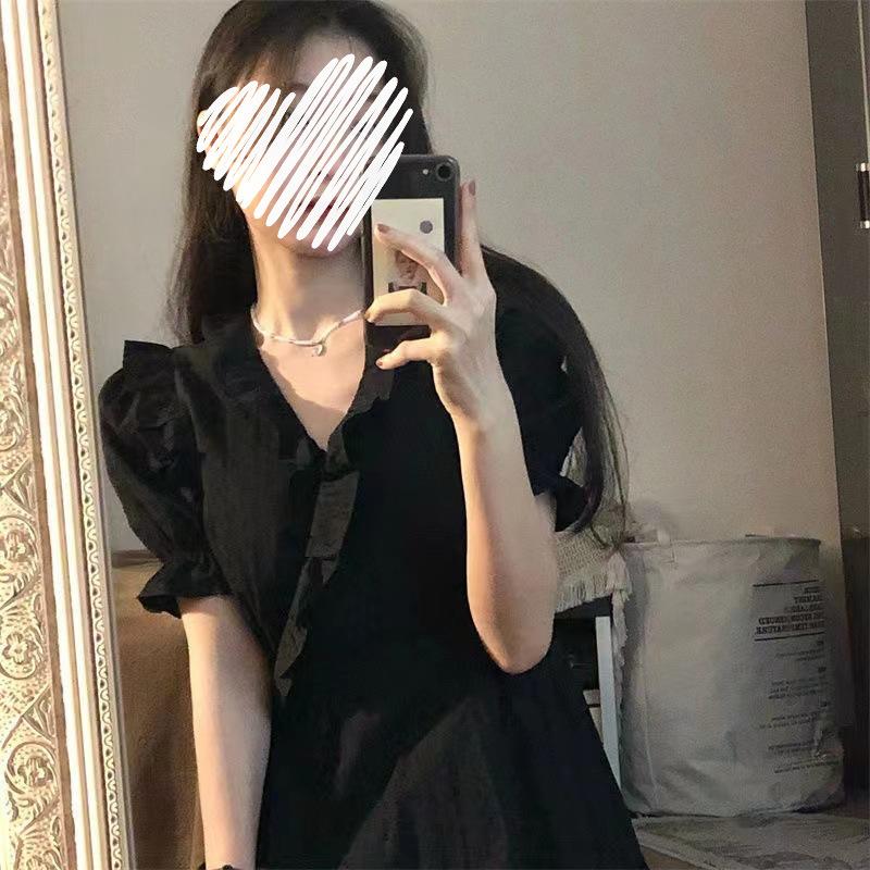 Черное платье для женщин, короткое платье со свободной талией, готическое летнее однотонное повседневное сексуальное вечернее платье трапециевидной формы для дня рождения