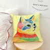 Cute Fish Cat Funny Abstract Art Meme Cushion Cover Soft Pillow Case for Sofa Living Room Home Office Decor Protective Covers