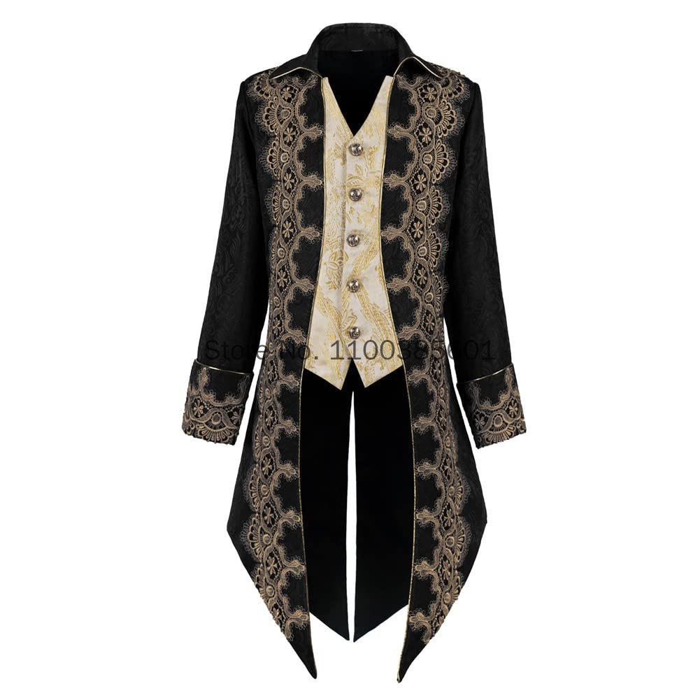 Men Steampunk Gothic Victorian Jacket Vintage Purple Velvet Tailcoat Medieval Frock Coat Uniform Renaissance Costume