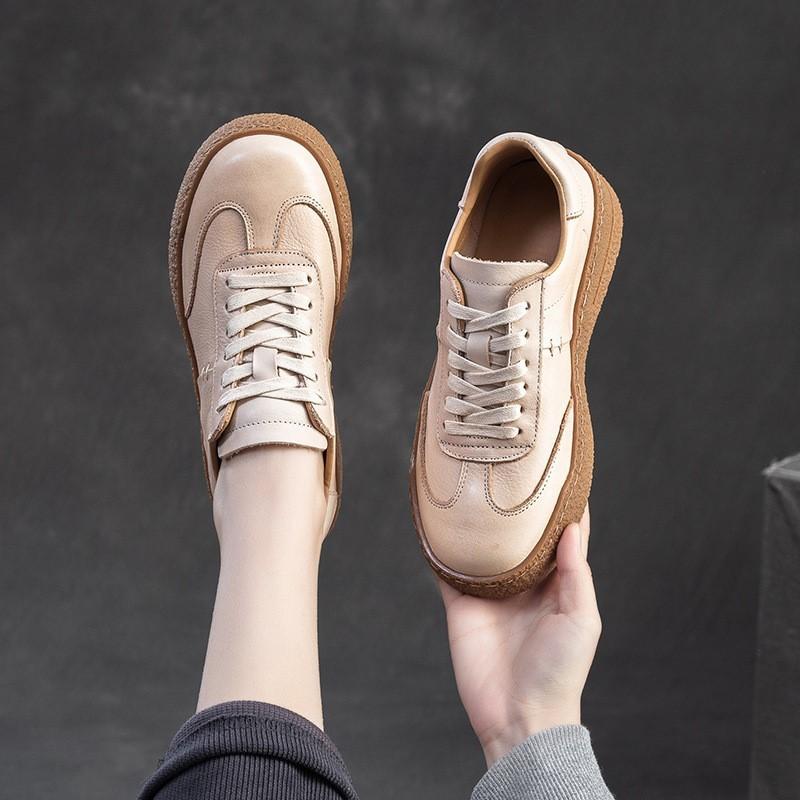 Johnature Туфли на плоской подошве в британском стиле, повседневные и универсальные, из натуральной кожи, с мягкой подошвой, на шнуровке, женские туфли