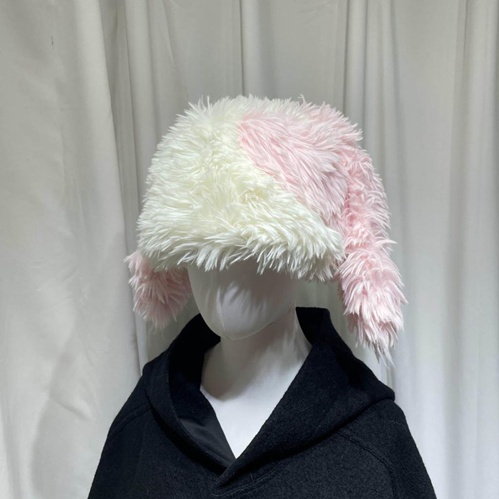 Cute Woollike Plush Long Ears Beanie Womens Lady Girl Headgear Caps Christmas Hats Faux Furs Beanie Hat Pullover Cap