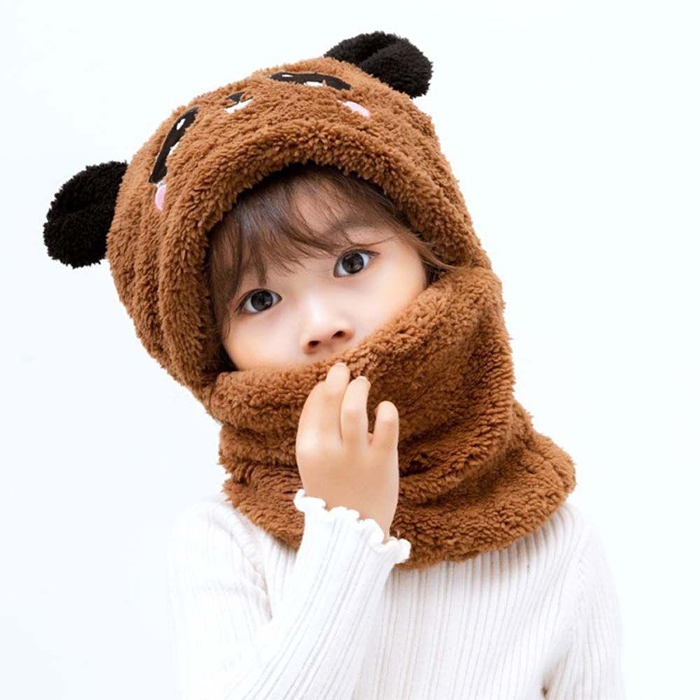 Winter Warm Fleece Hats Scarf Set for Kids Cute Cartoon Panda Hats Windproof Beanies for Girls Boys Christmas Gifts