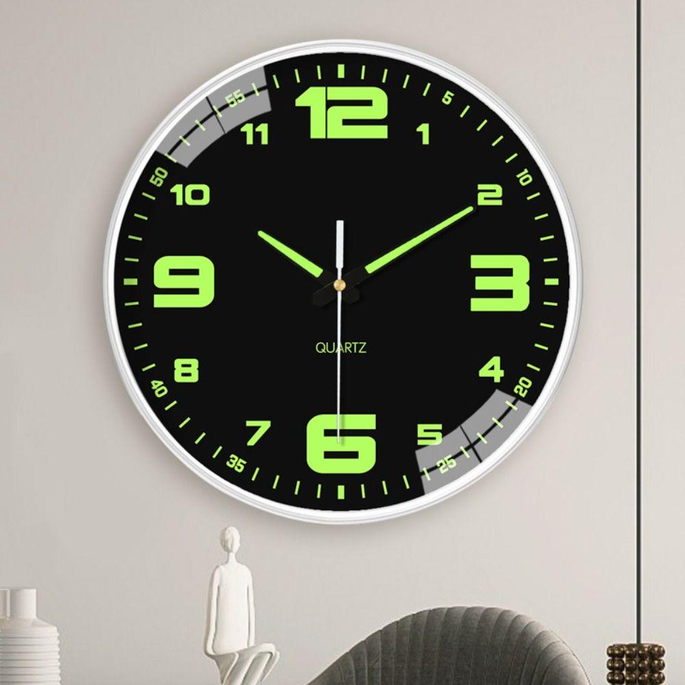 Round Luminous Wall Clock Silent Digital Clock Light Glow In The Dark Quartz Wall Clock Home