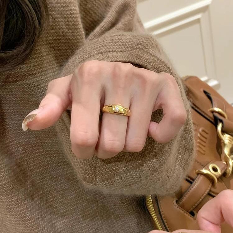 Starburst Micro-Pave Open Ring: Versatile Chinese Tide Style for Women