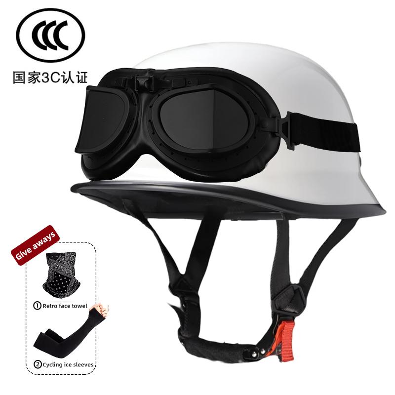 Мотоциклетный шлем для мужчин летом, ретро полушлем Harley для электромобиля, солдатский принц в немецком стиле, круизный автомобиль, на четыре сезона