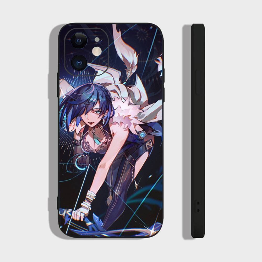Чехол для телефона Yelan Anime Game Genshin Impact для iPhone 17 Air 16 15 14 13 Pro Max 11 12 Черный силиконовый чехол