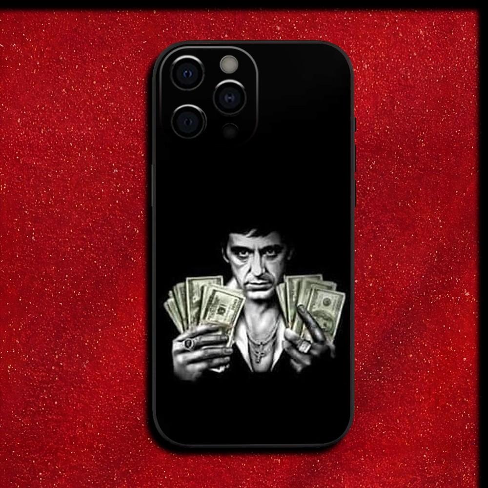 Чехол для телефона S-Scarfaces Tony Montana для iPhone 16,15,14,13,12,11,Pro,X,XS,Max,XR,Plus,Mini Мягкий черный чехол