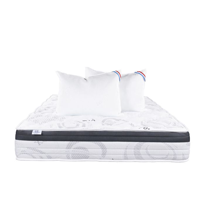 Matelas 160x200 cm,Sleeplux,26cm,latex,ergonomique,face été/hiver,haute densité + 2 Oreillers