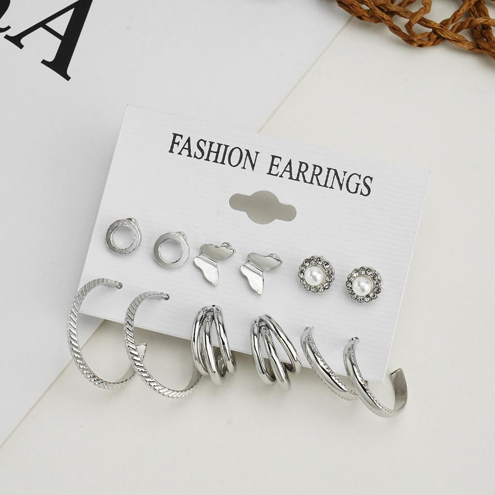 Simple Basic Alloy Earrings Set Creative Retro Card Earrings Earrings Set