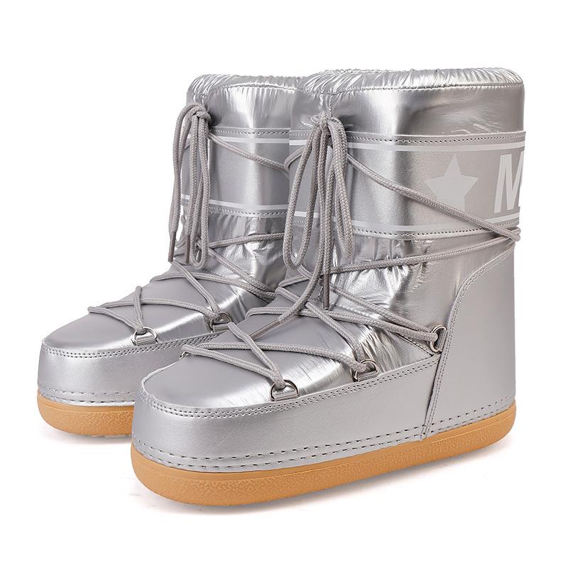 Amoy Women's Winter Moon Sneakers Waterproof and Non-slip Space Boots Warm Medium Snow Boots