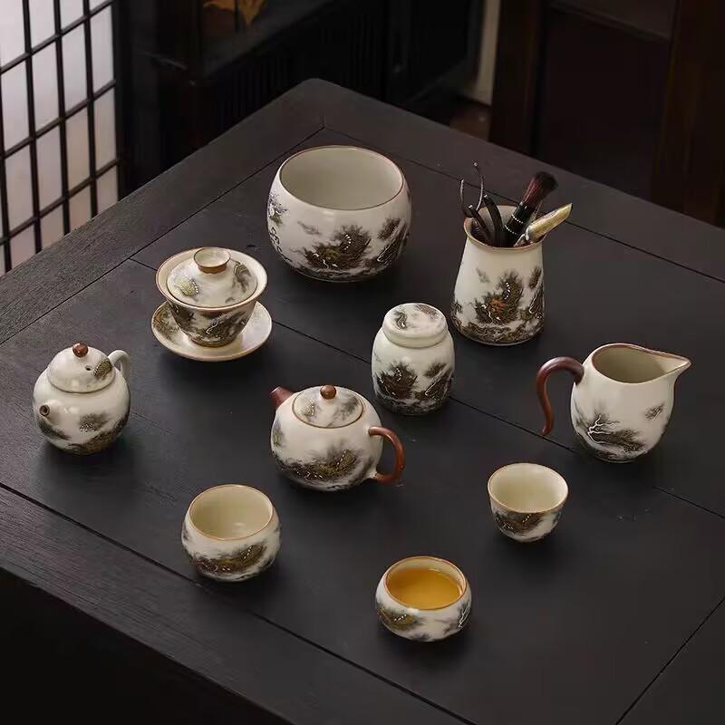 Jinlong Spitting Water Cover Bowl Ceramic Fair Cup Tea Sea Teapot Tea Cup Tea Ceremony Accessories Six Gentlemen Tea Leak Filter Tea Wash