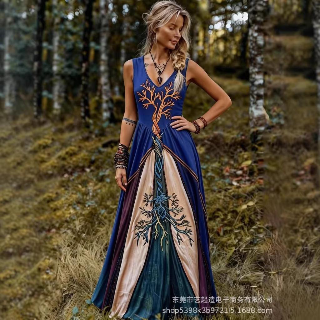 2025 Women's Summer V-Neck Casual Vest Dress - Plain Colors, Creative Design