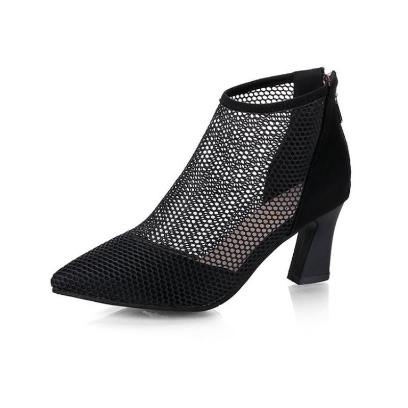 2024 Trendy Boots for Women Summer New Korean Edition Spring and Autumn Mid Heel Mesh Breathable Fashion Sandals for Women