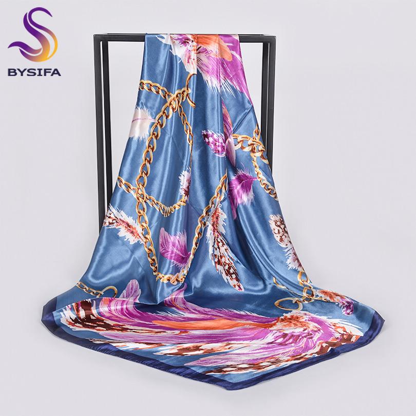 [BYSIFA] Autumn Winter Ladies Scarves New Accessories Women Large Silk Square Scarves New Wine Red Paisley Muslim Islamic Scarf