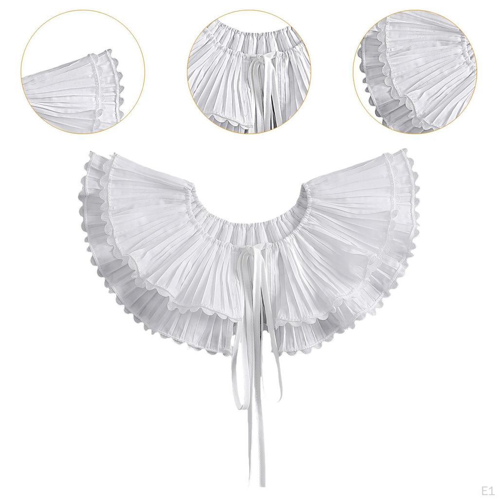Women Pleated Collar Detachable Elegant Soft Court Shawl False for Shirts