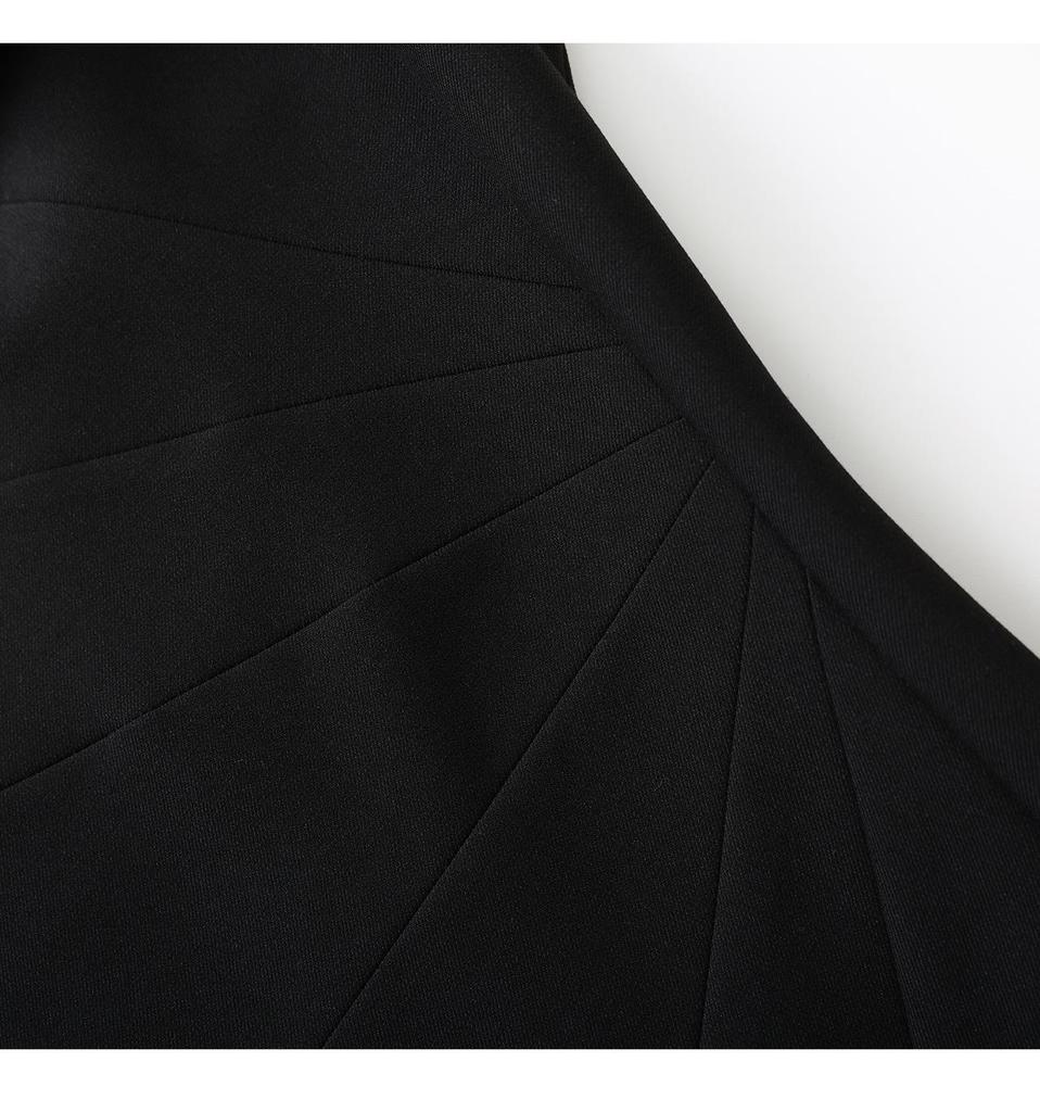 High-Tech Oblique Cut Vest Dress with Flower Brooch - Women's Summer Formal Wear