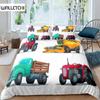Kid Excavator Duvet Cover Tractor Truck Bedding Set Construction Vehicle Cartoon Comforter Cover Crane Car Polyester Quilt Cover
