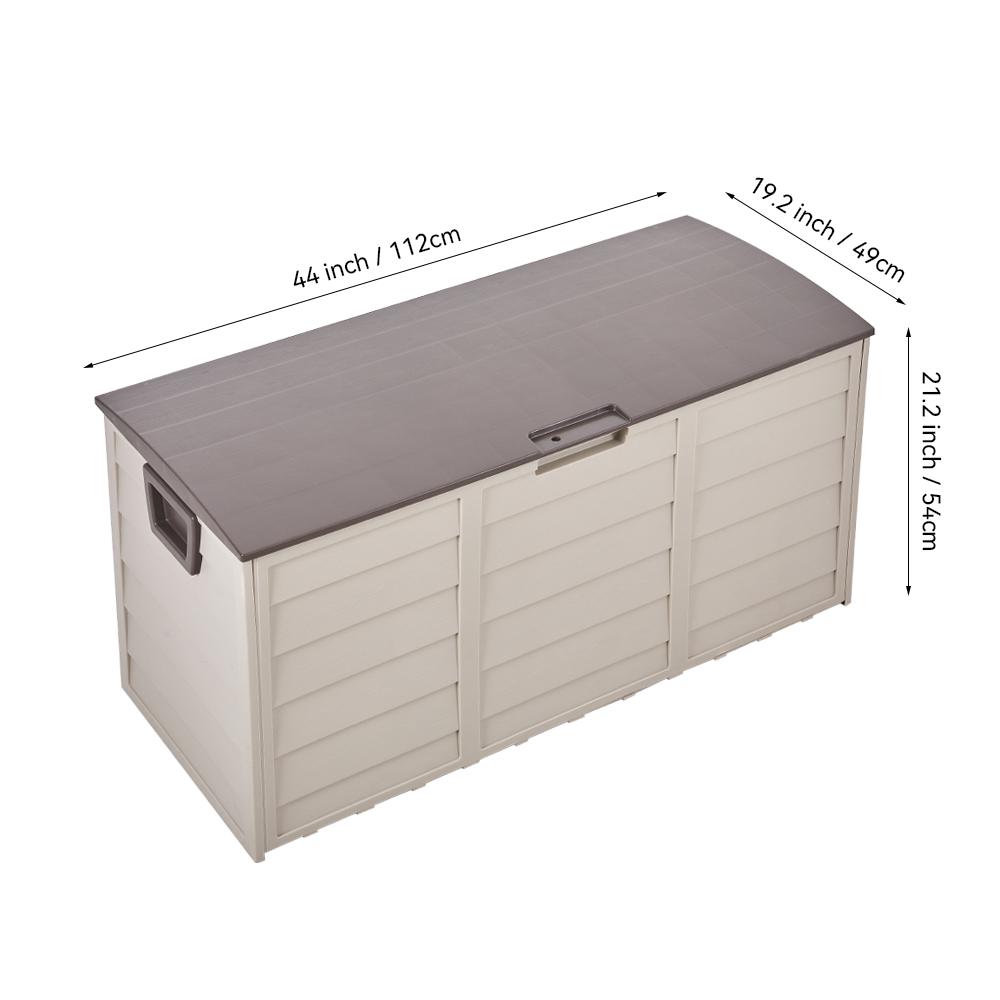 290L Outdoor Storage Box with Lid, Lockable with Wheels & Handles, for Garden Tools