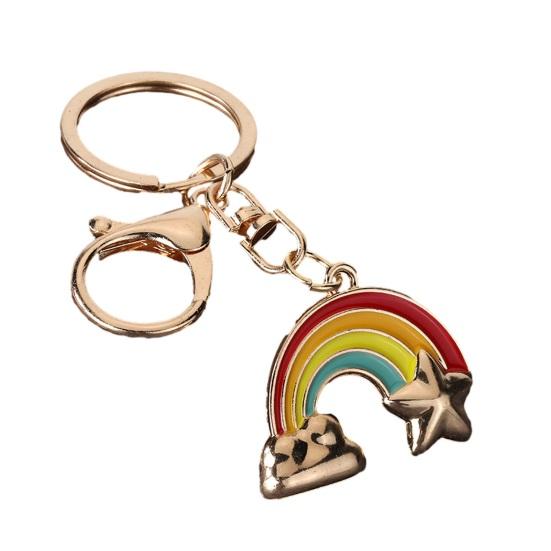 Rainbow Keychain Pendant Lightweight Metal Keychain Cloud Star Key Chains Creative