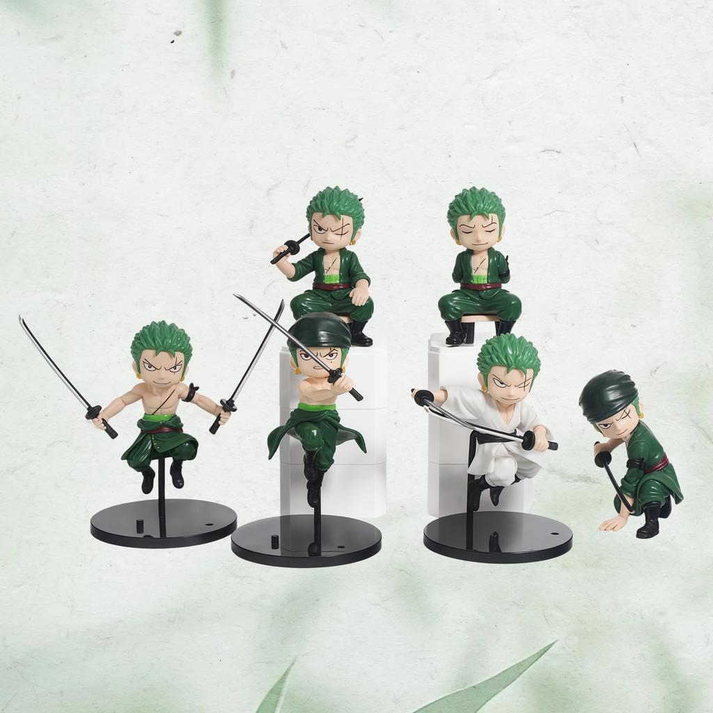 One Piece Anime Merchandise Chibi Zoro Figure Sculpture Three-Sword Style Roronoa Zoro Desktop Car Mount Decoration