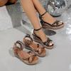 2025Women Platform Sandals Summer Wedge Sandals Sexy Rivets Heels Shoes for Women Zapatos De Mujer Open Toe Buckle