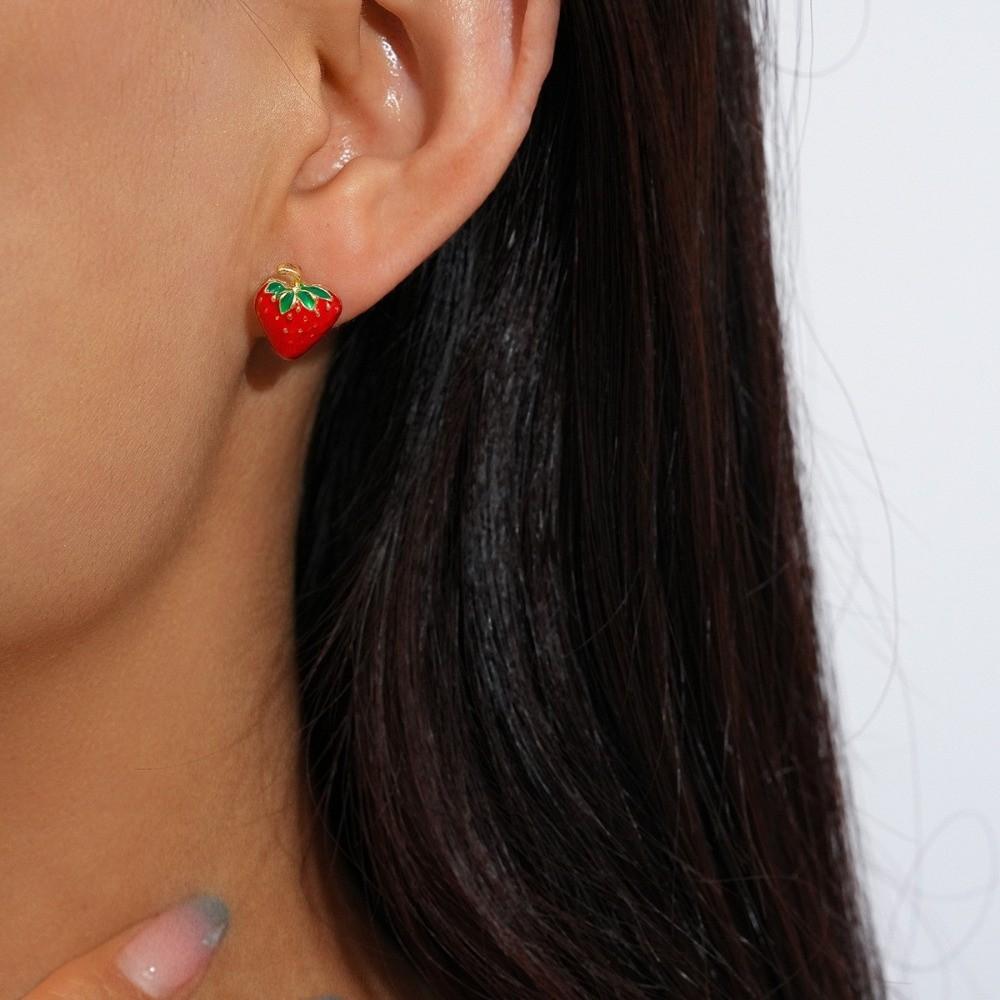 Strawberry Lemon Mini Cherry Earrings Orange Cherry Small Fruits Ear Stud Jewelry Gift