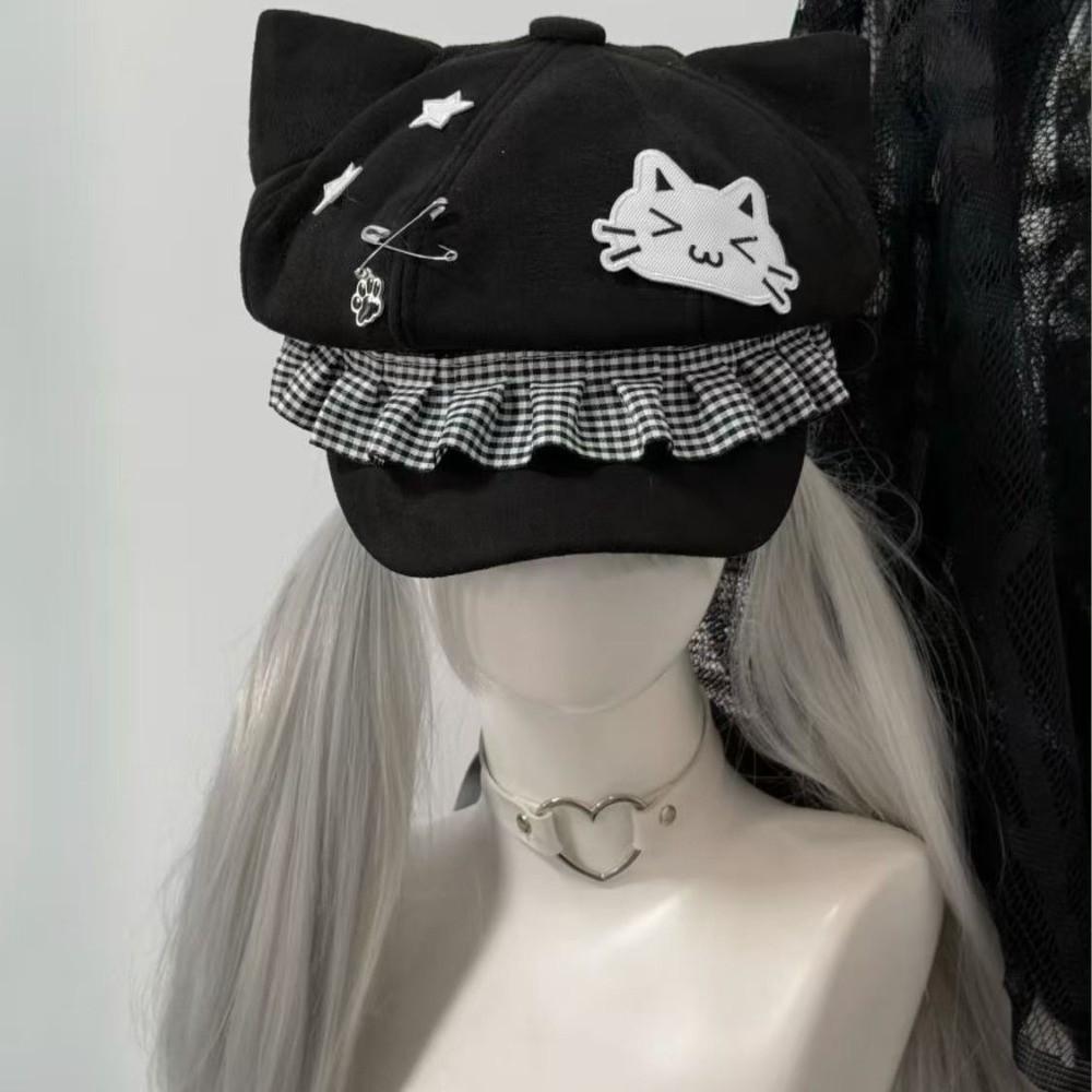 Kitten Ears Beret Hat Subculture Octagonal Cap Harajuku Newsboy Cap