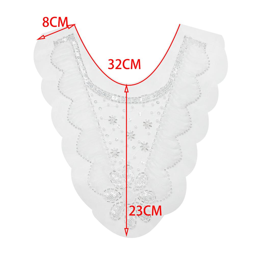 White Mesh Hollow Lace Bead Cloth Sticker Clothing Dress Dress Wedding Dress Decoration Front Collar Cloth Sticker Accessories