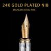 Keyzor Luxury Fountain Pen Fancy Silver 24K Gold Plated Fine Converter Gift Journaling Calligraphy Smooth Writing Pen for Women Men - Pen, Nib,