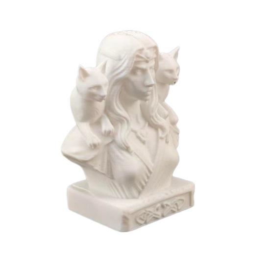 3D Printed Goddess with Cats Figurine, Nordic Mythology Frigga & Double Cats Statue, Artistic Desktop Sculpture Decoration for Home Office