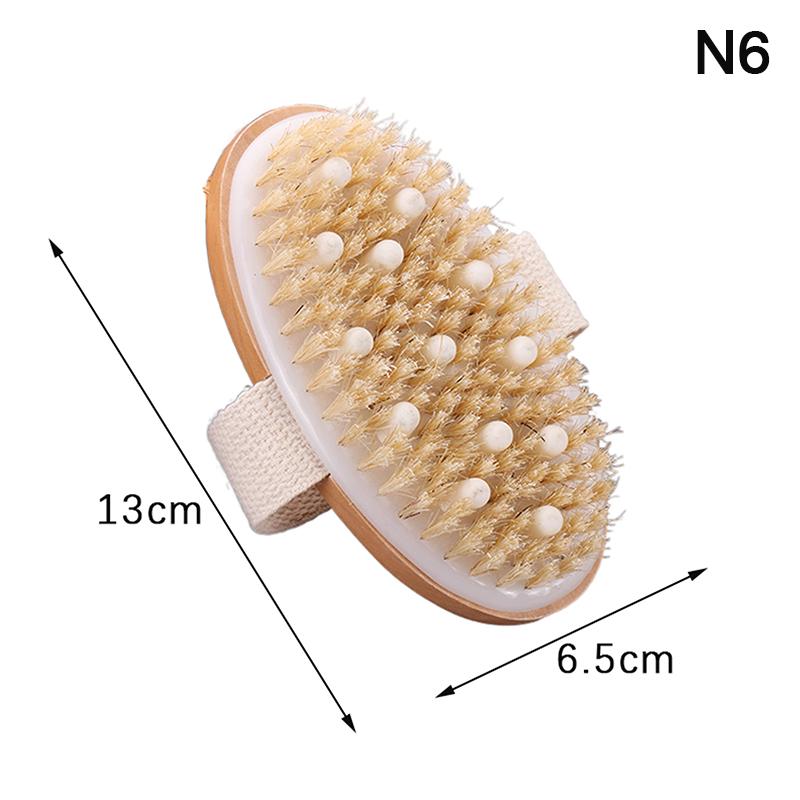 1 шт. отшелушивающая деревянная массажная щетка для тела, душевая щетка с натуральной щетиной, мягкая спа-щетка для ухода за кожей для женщин и мужчин, влажная и сухая щетка для тела