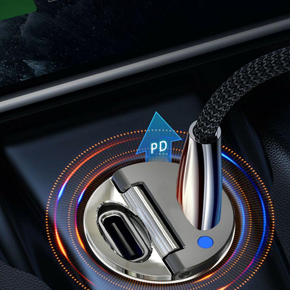 1x USB Type-C PD Автомобильное быстрое зарядное устройство 30 Вт мини-автомобильное быстрое зарядное устройство с двойным отверстием для автомобиля, быстрозарядное кольцо для автомобиля, аксессуары для салона автомобиля