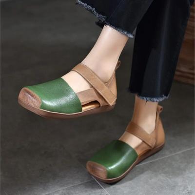 Женские туфли на плоской подошве из натуральной кожи разных цветов с квадратным носком и мягкой подошвой в стиле ретро