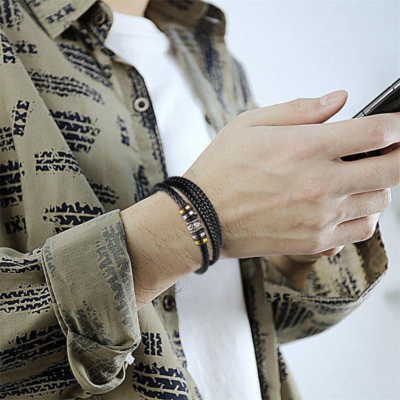 Кожаный браслет ручной работы своими руками Кожаный тканый многослойный мужской кожаный браслет Винтажный браслет YSL