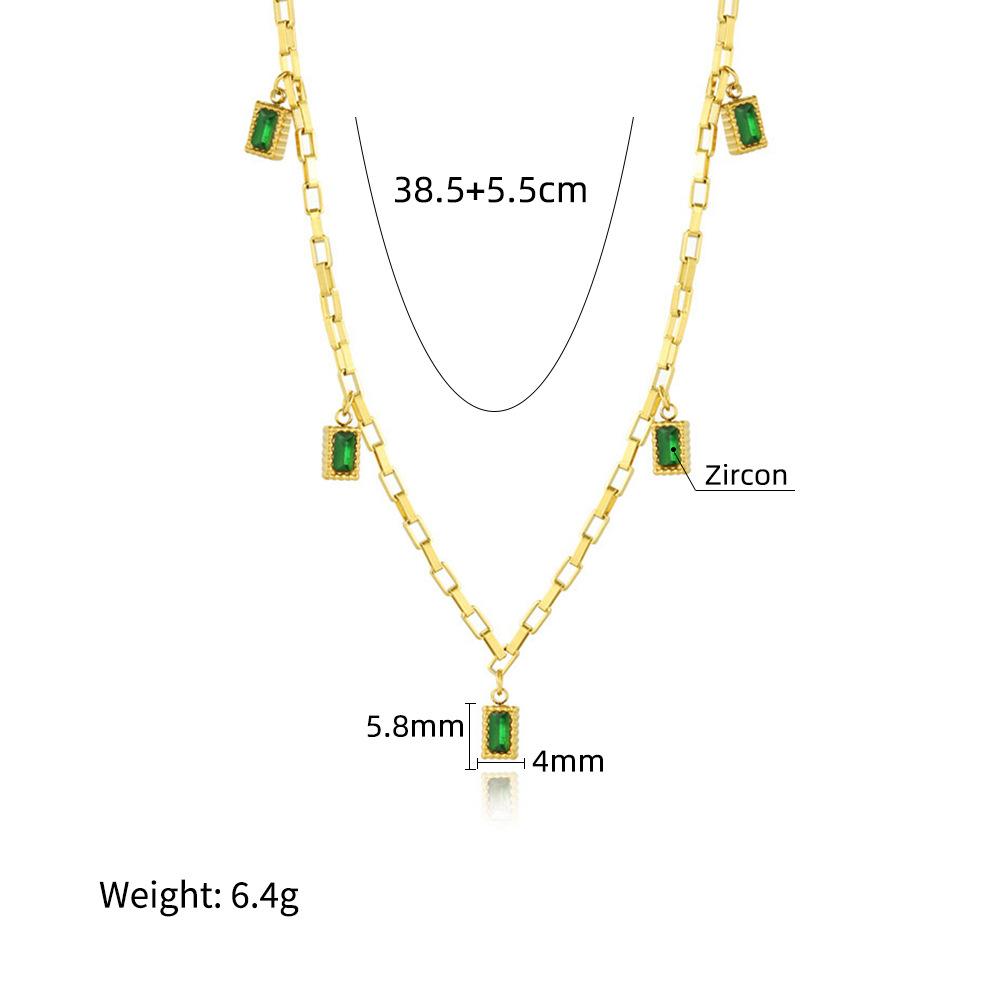 Yachan Jewelry Wind Zircon Pendant Clavicle Chain Dopamine Titanium Steel Plated Real Gold Necklace Does Not Fade Female
