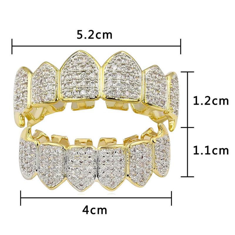 Хип-хоп GRILLZ Iced Out AAA Fang Mouth Teeth Grillz Caps Top Bottom Grill Set Вампирские грили