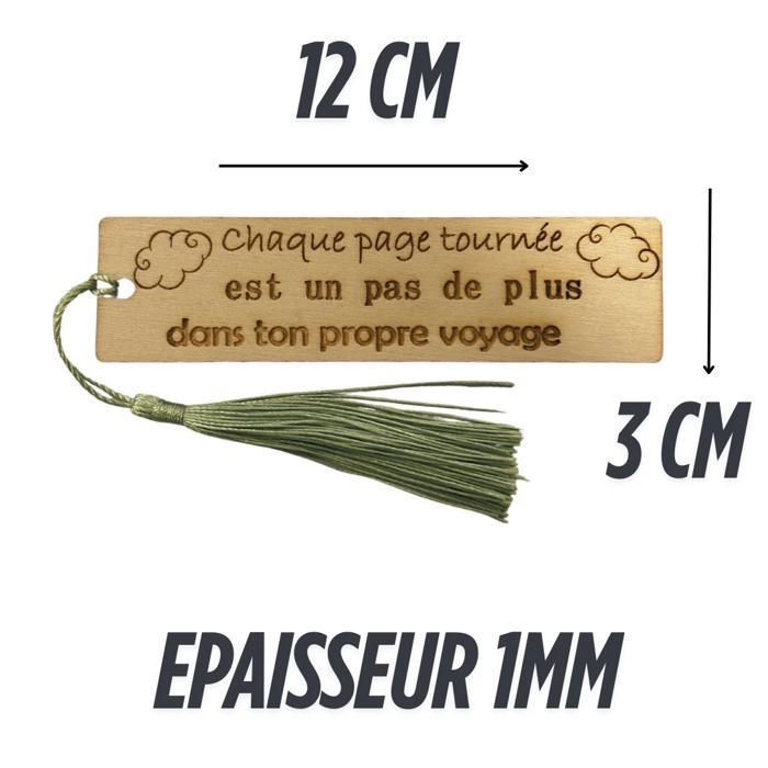 Marque-pages en Bois - Lot de 2 - Gravure Inspirante - Pompons Colorés
