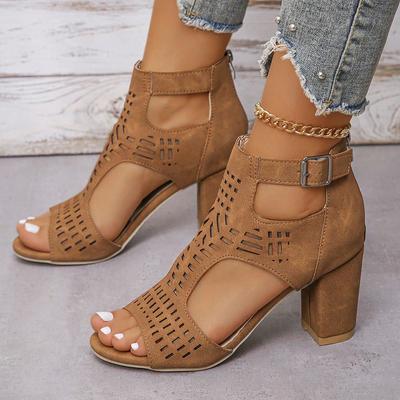 Летние винтажные босоножки на толстом каблуке для женщин, удобные офисные туфли на молнии для женщин, большой размер 43