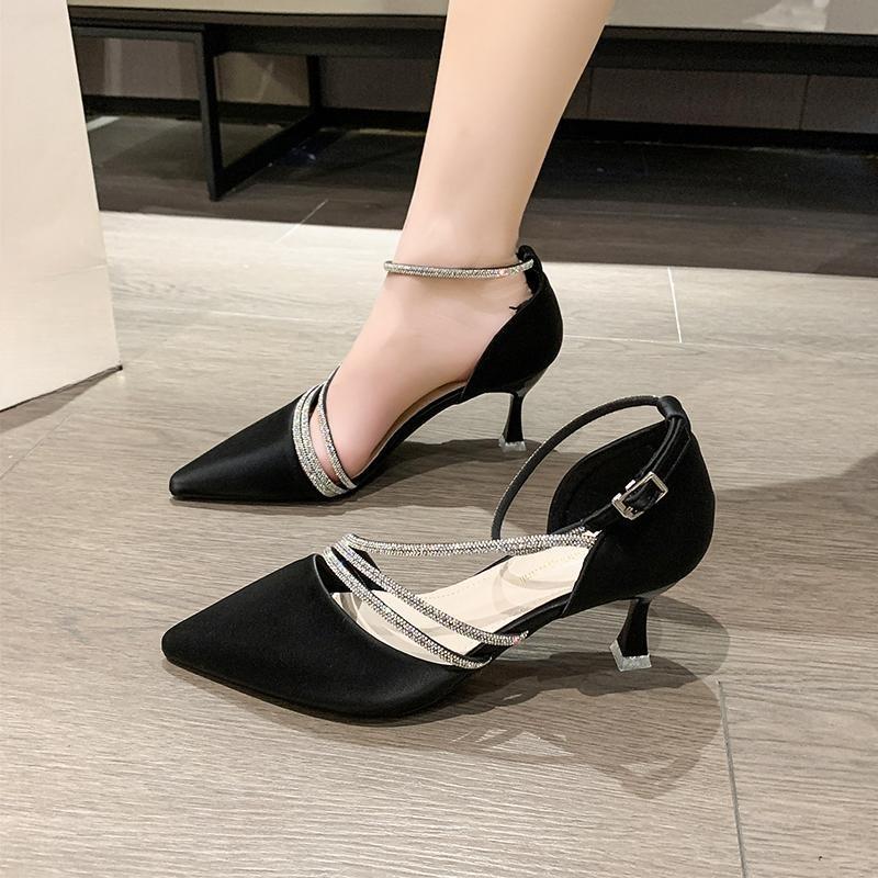 Острый носок на шпильке со стразами, модная женская обувь, летние новые сексуальные элегантные туфли на высоком каблуке для банкета и вечеринки, Zapatos Mujer