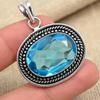 Blue Topaz Precious Gemstone Handmade 925 Sterling Silver Jewelry Valentin's Pendant