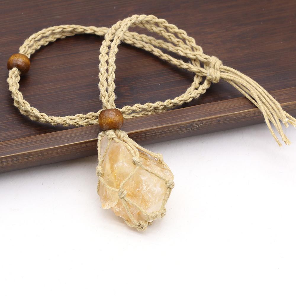 Женское ожерелье натуральный оригинальный камень сетчатый пакет нерегулярный кулон плетеная веревка подвески унисекс любовь романтическая подарочная цепочка 50 см