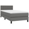 3141105 vidaXL Bed with Box Spring and Mattress Grey 90x200 Cm Faux Leather