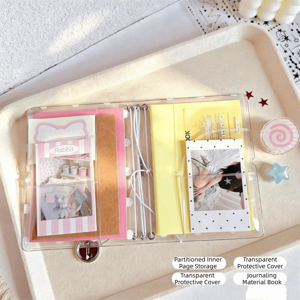 Polka Dot Print Transparent Passport Cover Elastic Band Design Portable Notebook Cover Casual