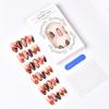39-Piece Gold-Plated Almond-Shaped Nail Tips: Autumn/Winter 3D Flowers, Lace & Cherry Design.