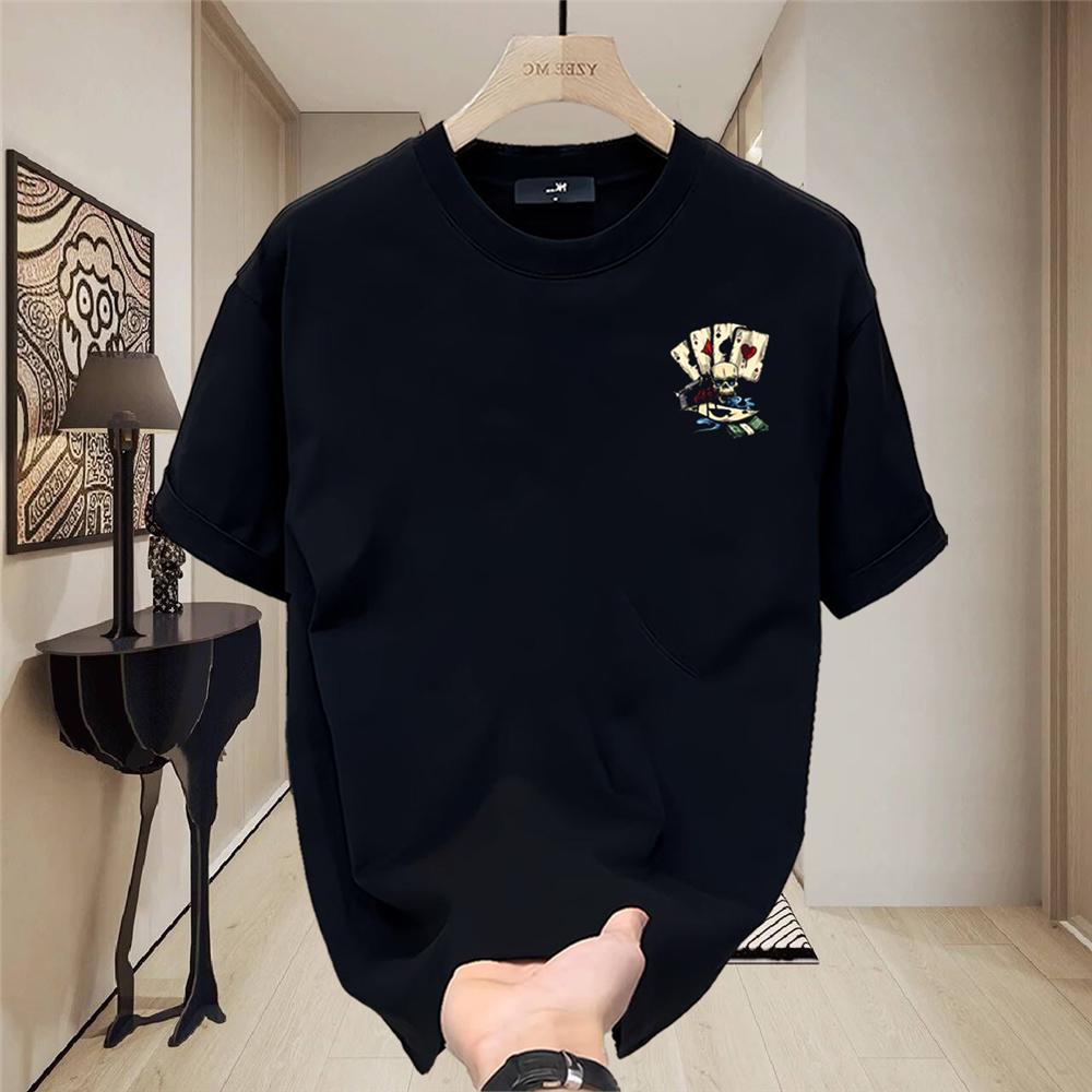 Casual Men Summer Skull  Poker Print Breathable Sports  T-Shirt Tops
