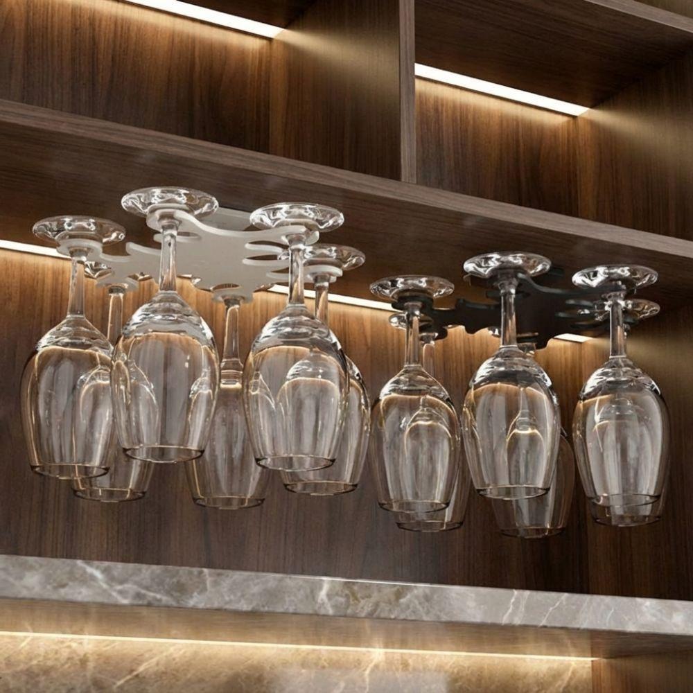 No Punching Glasses Hanging Rack Wall Mounted Goblet Hanging Rack Red Wine Cup Holder Dining Rooms
